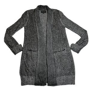 Romeo & Juliet Couture Cable Knit Rib Trim Long Line Open Front Cardigan Size S